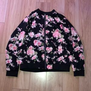 Justify floral silky bomber jacket